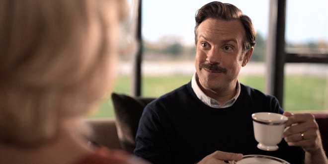 Jason Sudeikis as Ted Lasso in Season 1 of "Ted Lasso."