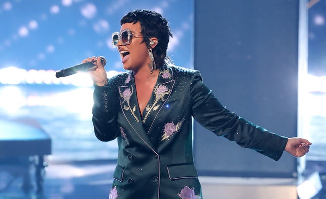 Demi Lovato performs onstage at the 2021 iHeartRadio Music Awards.