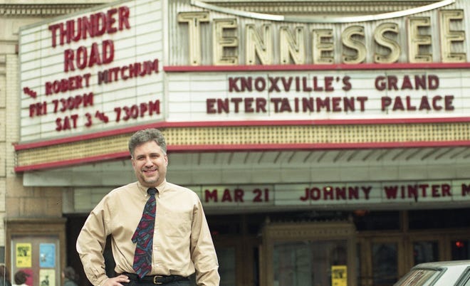 Since getting his start booking concerts in Knoxville more than 40 years ago, Ashley Capps has created world-renowned festivals, opened his own venue and helped revitalize existing venues, including the Tennessee Theatre, pictured with Capps in March 1998. The theater is just one of more than 12 venues that will host performances as part of the Big Ears Festival happening March 24-27.
