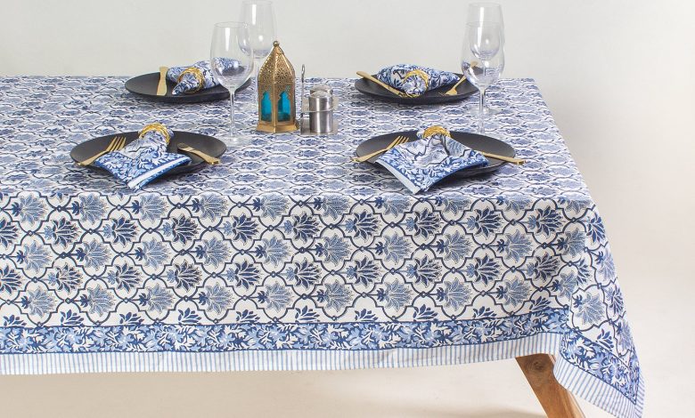 Table Cloth with Floral Pattern on Dining Table
