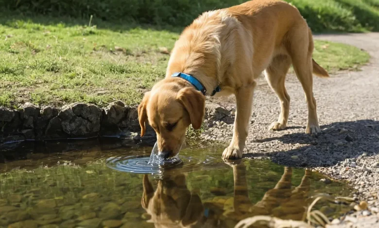 Dog Drinking Lots of Water